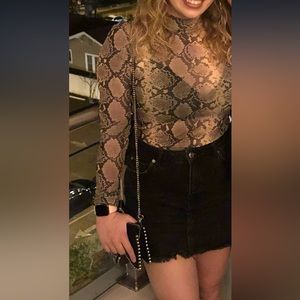 TOPSHOP Sheer Snake Print Long Sleeve Women’s Blouse Top Size 8